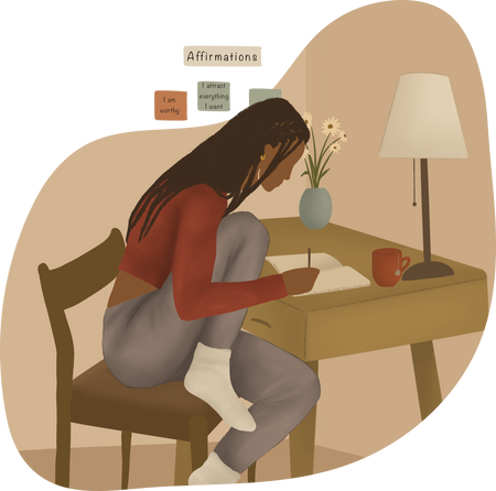 Modern Mixed Media Woman Writing